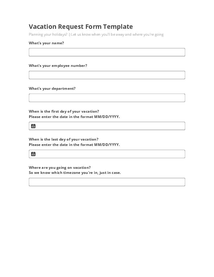 Vacation Request Form Template 