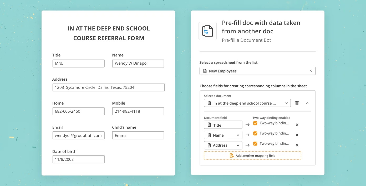 Here's how Pre-fill Doc to Doc Bot populates documents with data taken from another document