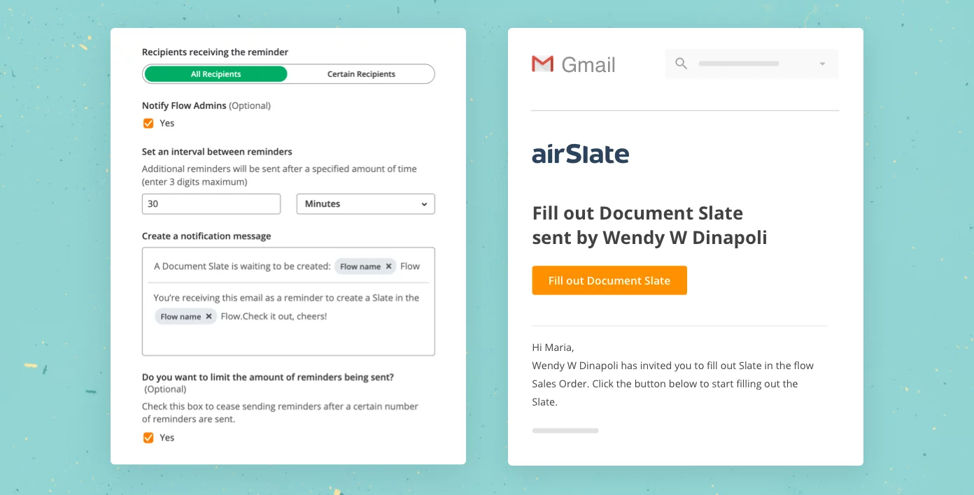 The Notify via Gmail upon Slate Completion Bot sends automatic notifications when a Slate has been completed.