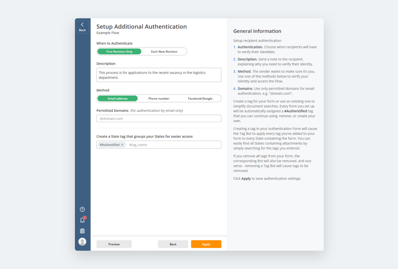 How to set up additional authentication in airSlate
