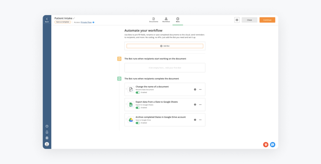 Workflow automation Bots