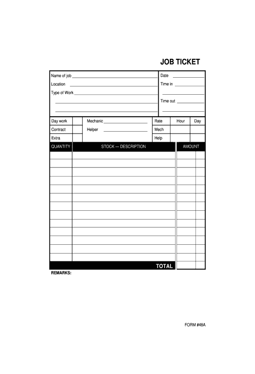 Extract job ticket template