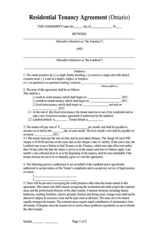 Systematize ontario lease agreement