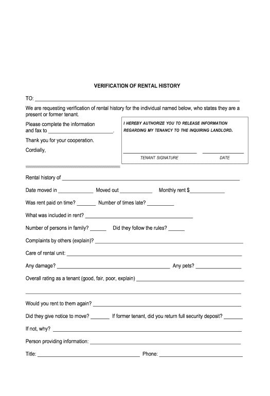 Fill out rental verification form