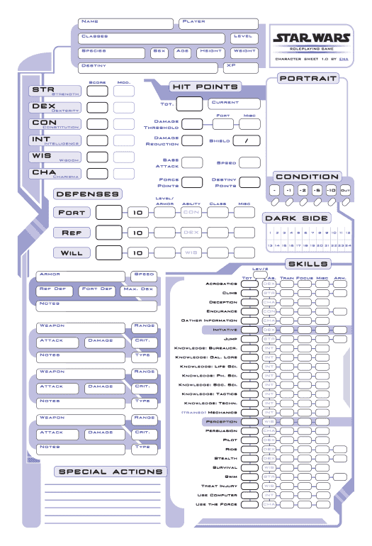 Incorporate Ffg Star Wars Form Fillable Character Sheet In Microsoft ...
