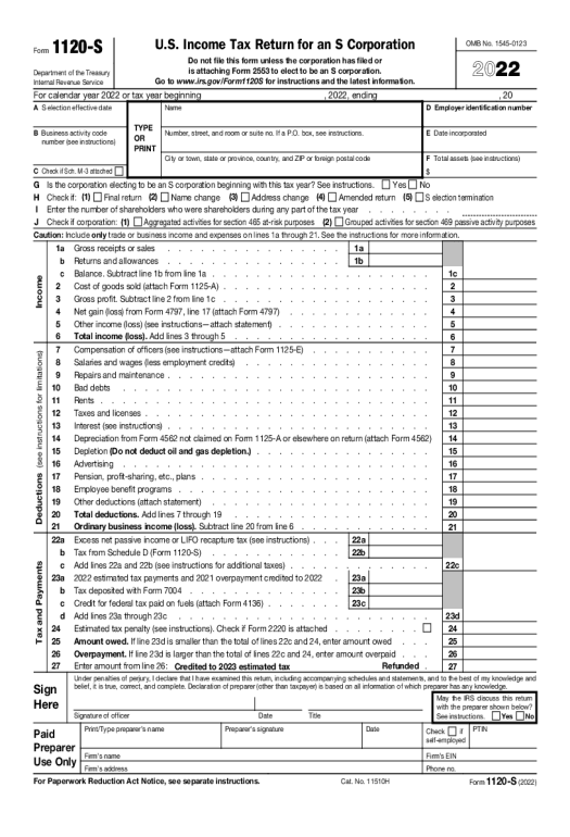 Automate 1120s form