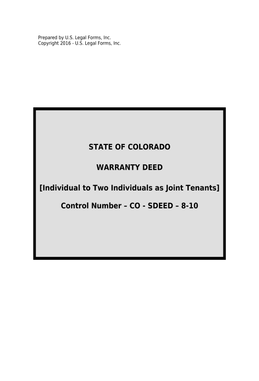 Update Warranty Deed from Individual to Two Individuals as Joint Tenants - Colorado Pre-fill from MySQL Dropdown Options Bot