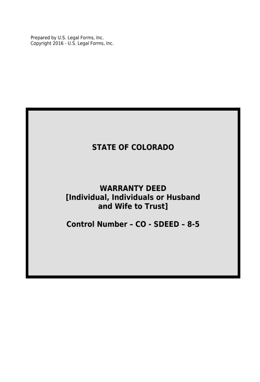Synchronize Warranty Deed from Individual, Individuals, or Husband and Wife to Trust - Colorado Microsoft Dynamics