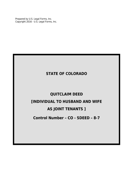 Automate Quitclaim Deed for Individual to Husband and Wife as Joint Tenants - Colorado Pre-fill from another Slate Bot