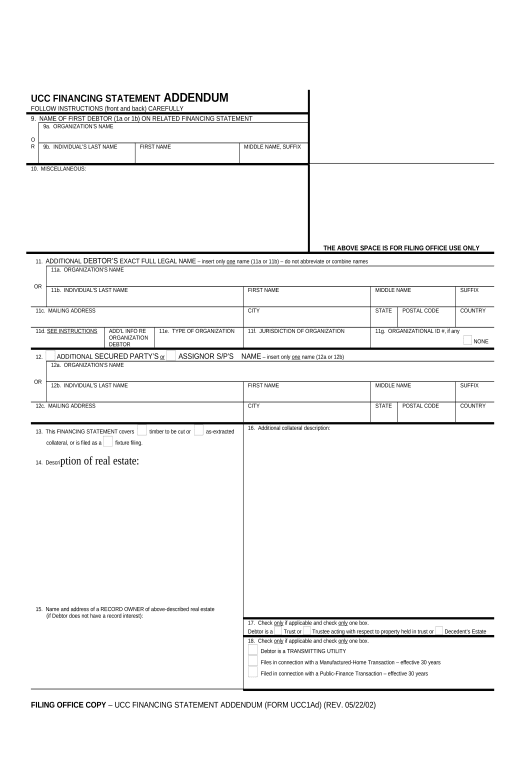Pre-fill Colorado UCC1 Financing Statement Addendum - Colorado Rename Slate document Bot
