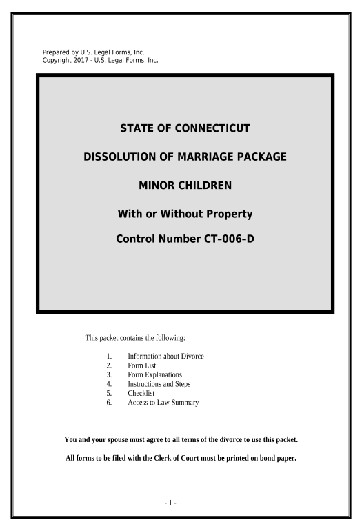 Update No-Fault Agreed Uncontested Divorce Package for Dissolution of Marriage for people with Minor Children - Connecticut Mailchimp send Campaign bot