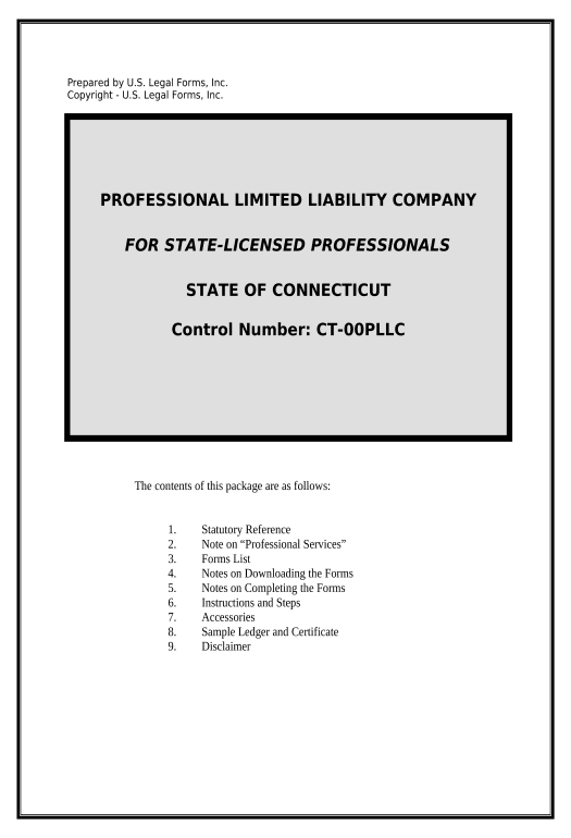 Extract Connecticut Professional Limited Liability Company PLLC Formation Package - Connecticut Pre-fill with Custom Data Bot