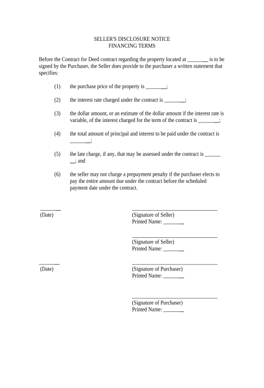 Extract Seller's Disclosure of Financing Terms for Residential Property in connection with Contract or Agreement for Deed a/k/a Land Contract - District of Columbia Pre-fill from CSV File Dropdown Options Bot