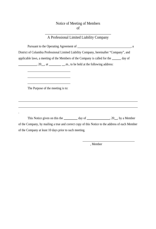 Integrate PLLC Notices and Resolutions - District of Columbia Pre-fill Document Bot