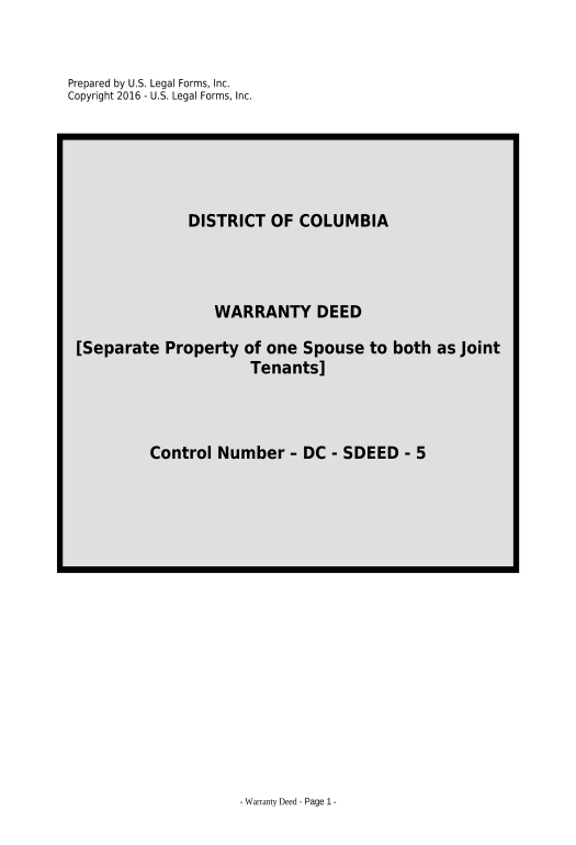Update Warranty Deed to Separate Property of one Spouse to both as Joint Tenants - District of Columbia Webhook Postfinish Bot