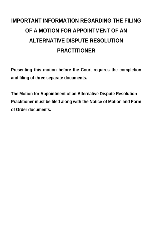 Arrange Motion for Appointment of an Alternative Dispute Resolution Practitioner - Delaware Text Message Notification Bot