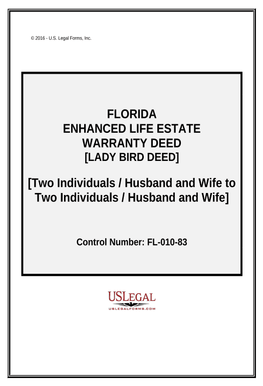 Synchronize Enhanced Life Estate or Lady Bird Deed - Husband and Wife to Two Individuals - Florida Pre-fill from CSV File Bot