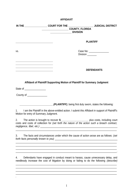 Update Affidavit of Plaintiff Supporting Motion for Summary Judgment by Plaintiff - Florida Archive to SharePoint Folder Bot