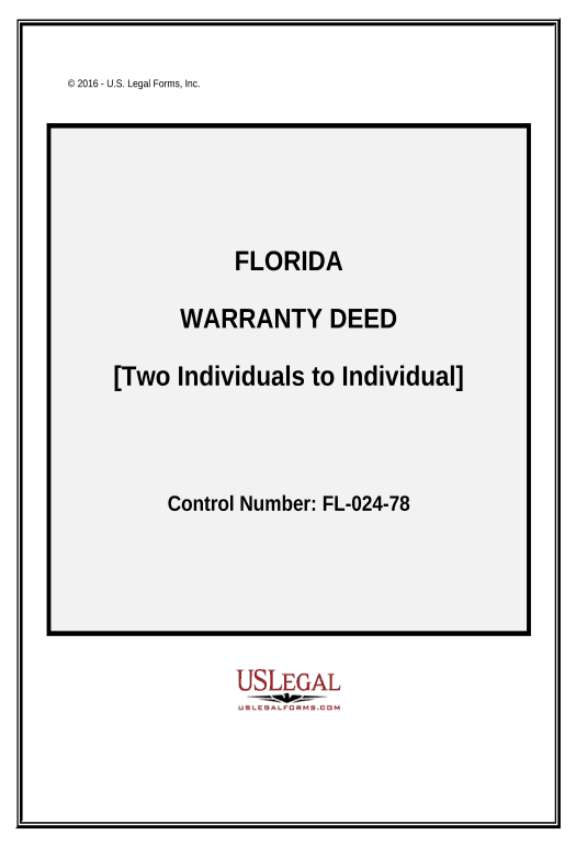 Incorporate Warranty Deed - Two Individuals to One Individual - Florida Salesforce