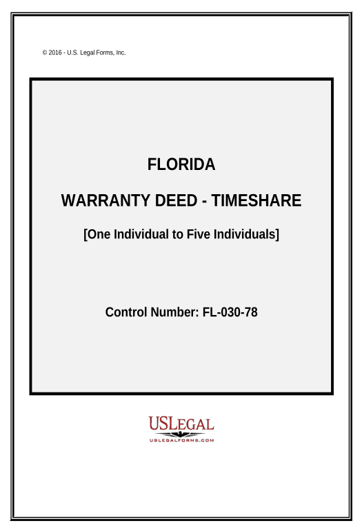 Synchronize Warranty Deed for Timeshare from an Individual to Five Individuals - Florida Set signature type Bot