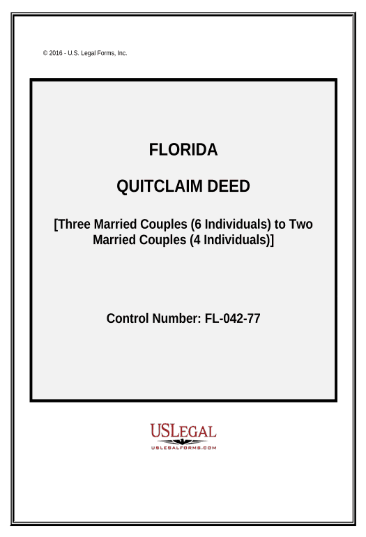 Export Quitclaim Deed - Three Married Couples (6 Individuals) to Two Married Couples (4 Individuals) - Florida Export to Formstack Documents Bot