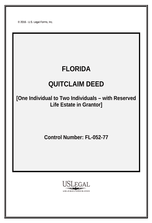 Update Quitclaim Deed - One Individual to Two Individuals with Grantor Retaining a Life Estate - Florida Slack Notification Bot