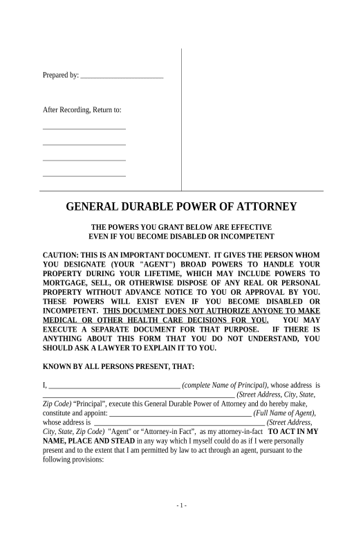 Incorporate General Durable Power of Attorney for Property and Finances or Financial Effective Immediately - Florida Set signature type Bot