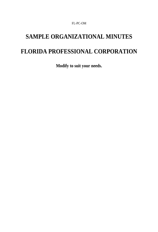 Export Organizational Minutes for a Florida Professional Corporation - Florida Calculate Formulas Bot