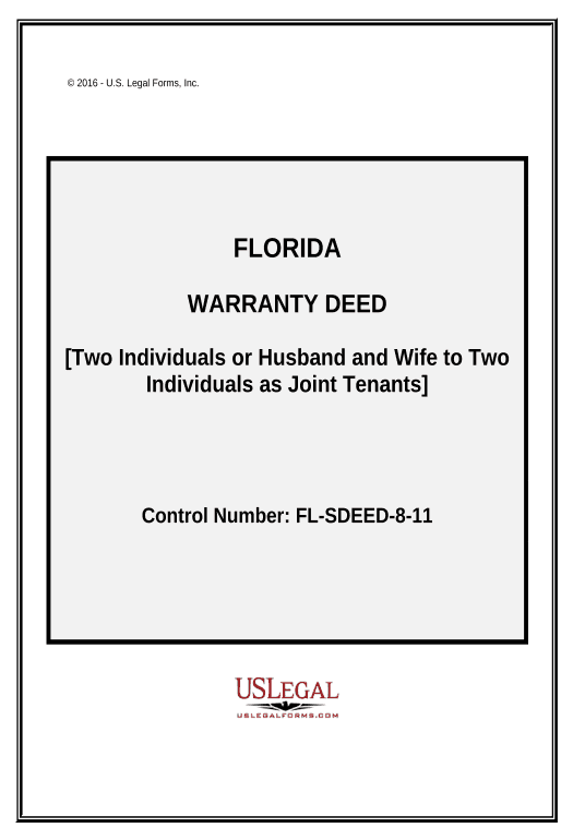 Manage Warranty Deed from Individuals or Husband and Wife to Two (2) Individuals as Joint Tenants with the Right of Survivorship - Florida Pre-fill Dropdowns from Office 365 Excel Bot