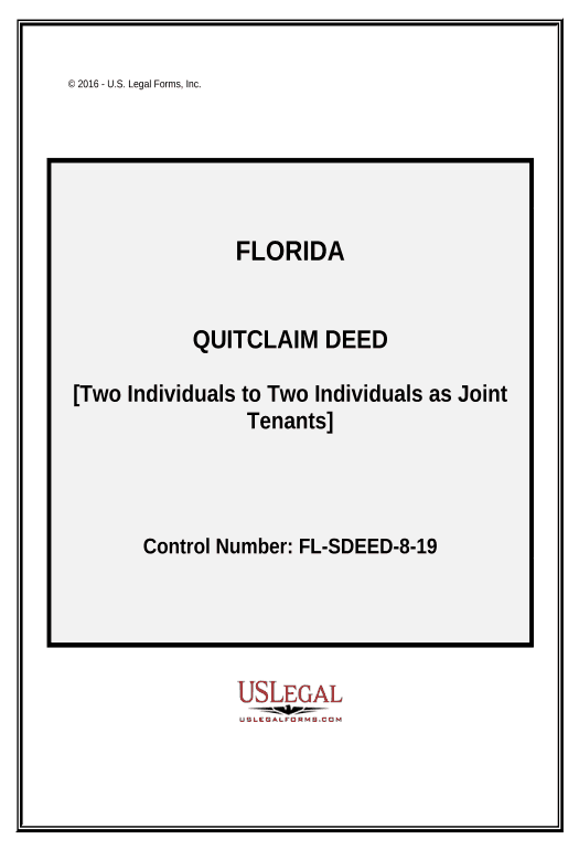 Pre-fill Quitclaim Deed from two Individuals to Two Individuals as Joint Tenants - Florida Invoke Salesforce Process Bot