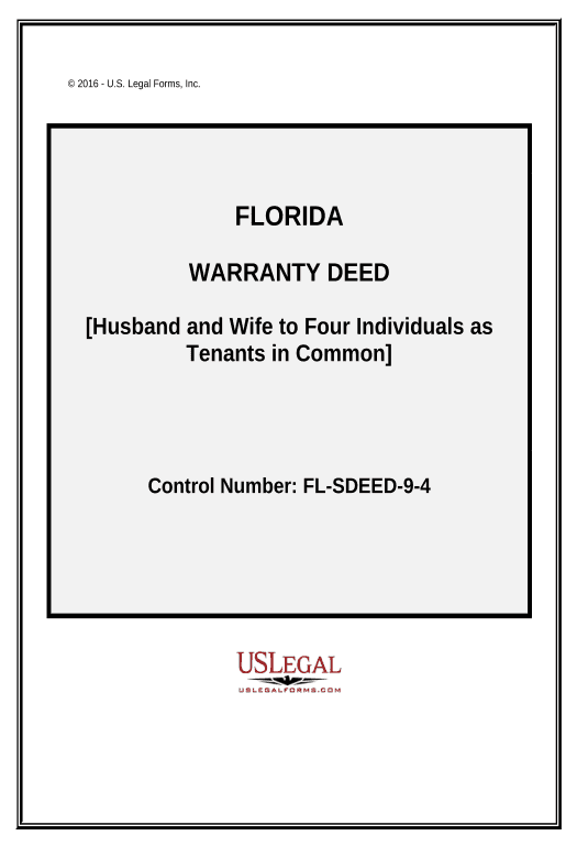 Manage Warranty Deed - Husband and Wife to Four Individuals as Tenants in Common - Florida Pre-fill from Salesforce Record Bot