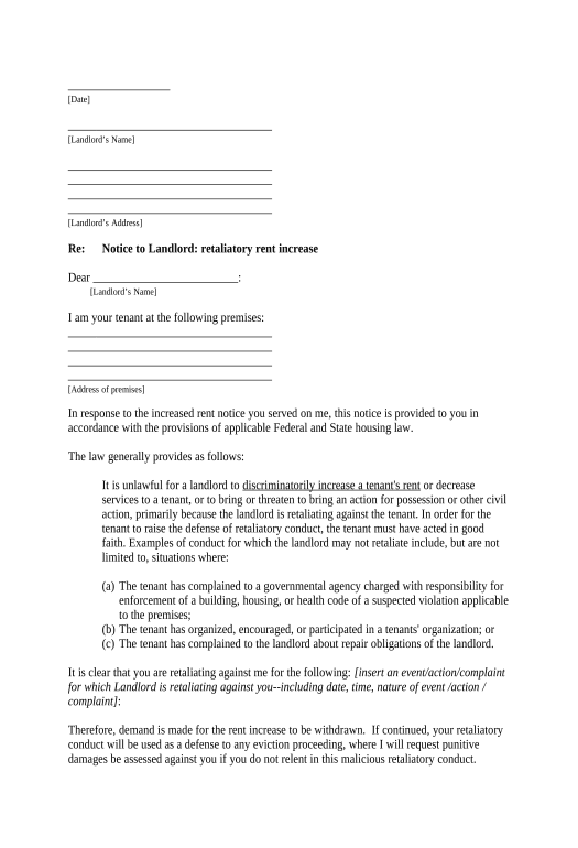 Pre-fill Letter from Tenant to Landlord containing Notice to landlord to withdraw retaliatory rent increase - Georgia Jira Bot