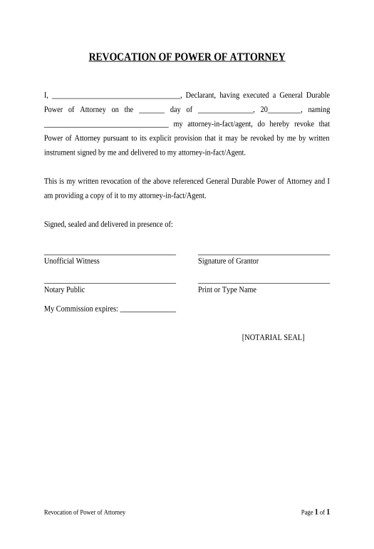 Export Revocation of General Durable Power of Attorney - Georgia Pre-fill Document Bot