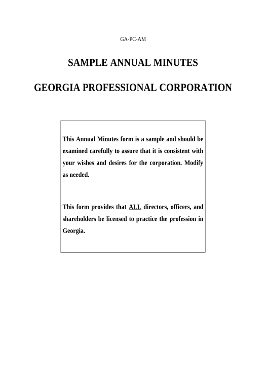 Automate Annual Minutes for a Georgia Professional Corporation - Georgia Pre-fill from another Slate Bot