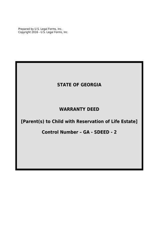 Export Warranty Deed for Parents to Child with Reservation of Life Estate - Georgia Mailchimp send Campaign bot