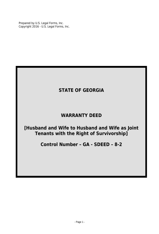 Pre-fill Warranty Deed for Husband and Wife to Husband and Wife as Joint Tenants with Rights of Survivorship - Georgia Google Sheet Two-Way Binding Bot