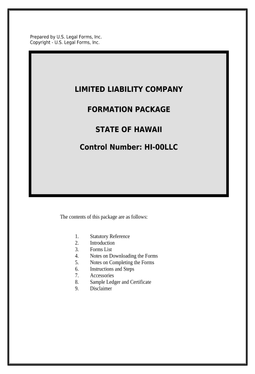 Export Hawaii Limited Liability Company LLC Formation Package - Hawaii Google Sheet Two-Way Binding Bot