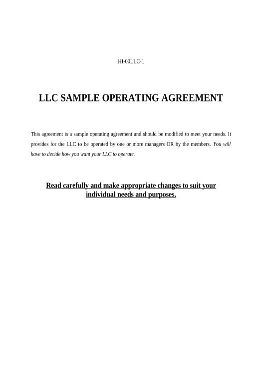 Manage Limited Liability Company LLC Operating Agreement - Hawaii MS Teams Notification upon Opening Bot