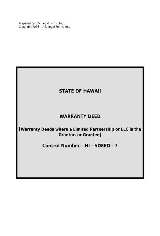 Pre-fill Warranty Deed from Limited Partnership or LLC is the Grantor, or Grantee - Hawaii Pre-fill from another Slate Bot