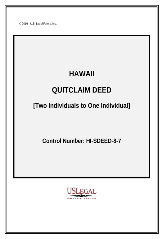Archive Quitclaim Deed - Two Individuals to One Individual - Hawaii Microsoft Dynamics