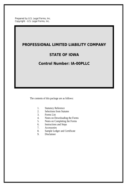 Extract Iowa Professional Limited Liability Company PLLC Formation Package - Iowa Trello Bot