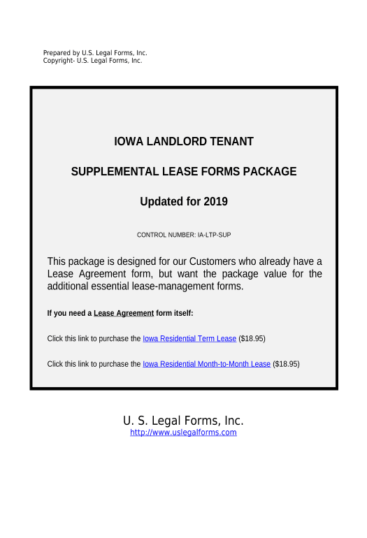 Export Supplemental Residential Lease Forms Package - Iowa Slack Two-Way Binding Bot