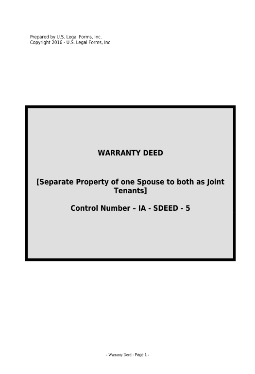 Update Warranty Deed to Separate Property of One Spouse to Both Spouses as Joint Tenants - Iowa Text Message Notification Bot