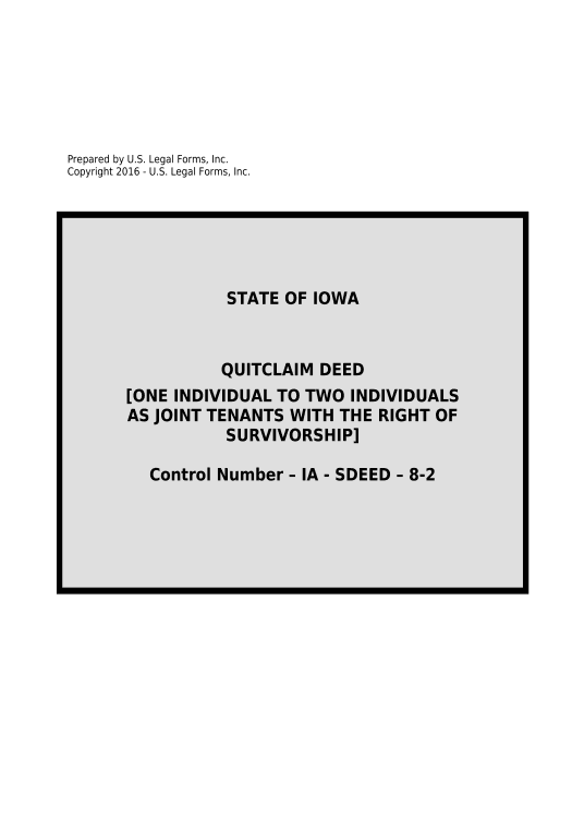 Incorporate Quitclaim Deed from one Individual to Two Individuals as Joint Tenants with Right of Survivorship - Iowa Google Drive Bot