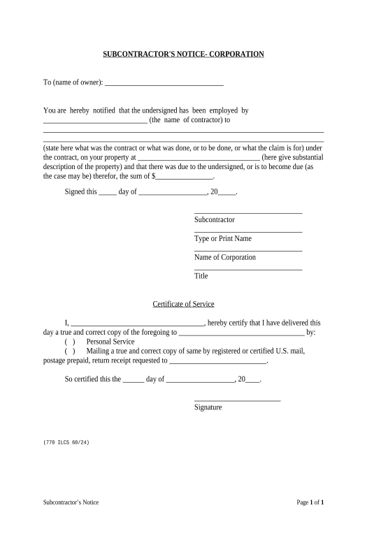 Export Subcontractor's 60 Day Notice - Corporation or LLC - Illinois MS Teams Notification upon Completion Bot