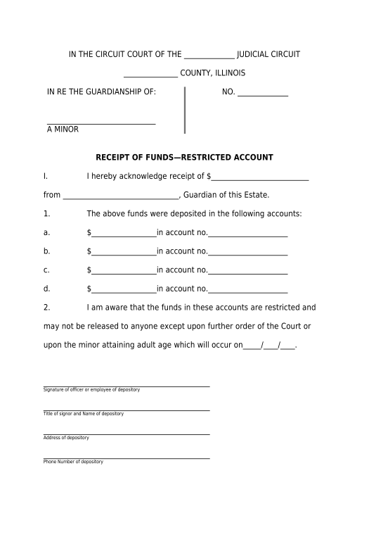 Archive Receipt of Funds - Restricted Account - Illinois Pre-fill from Smartsheet Bot