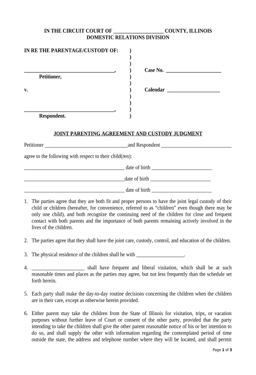Incorporate Joint Parenting Agreement - Illinois Slack Two-Way Binding Bot