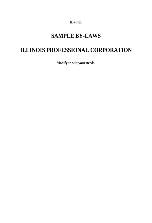 Archive Sample Bylaws for an Illinois Professional Corporation - Illinois Pre-fill Slate from MS Dynamics 365 Records