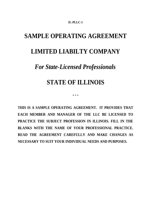 Manage Sample Operating Agreement for Professional Limited Liability Company PLLC - Illinois Update NetSuite Records Bot