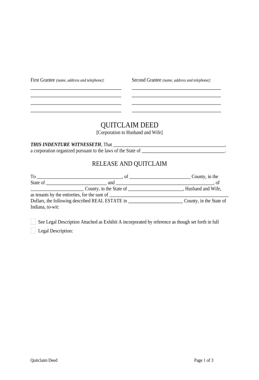 Update Quitclaim Deed from Corporation to Husband and Wife - Indiana Pre-fill from CSV File Dropdown Options Bot